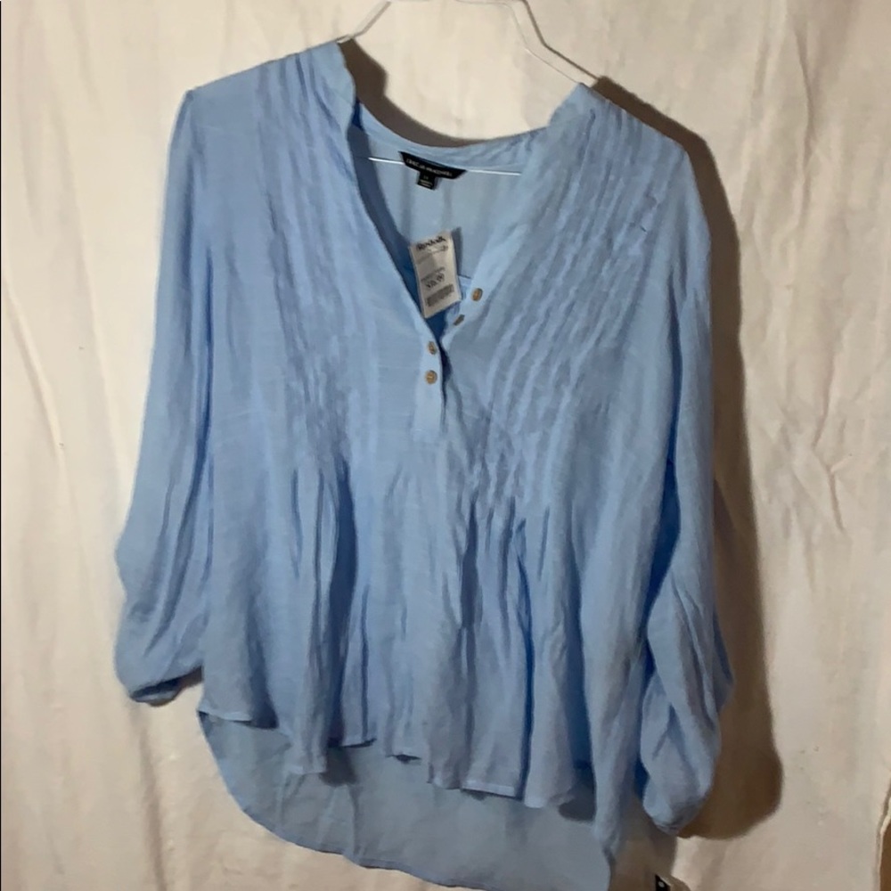 Casual light blue linen blouse